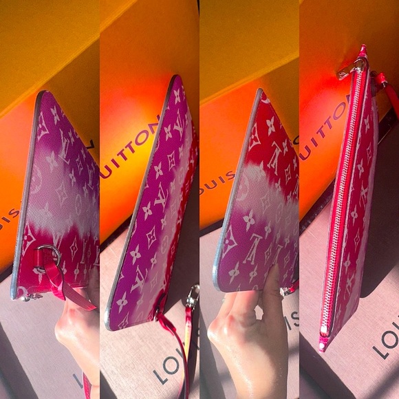 ❤️ Louis Vuitton Limited Edition Summer Escale Rouge Neverfull Wristlet Pochette - Picture 10 of 16